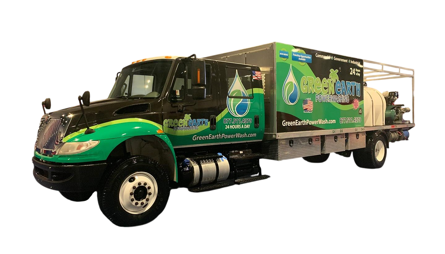 Green Earth Powerwashing branded service truck